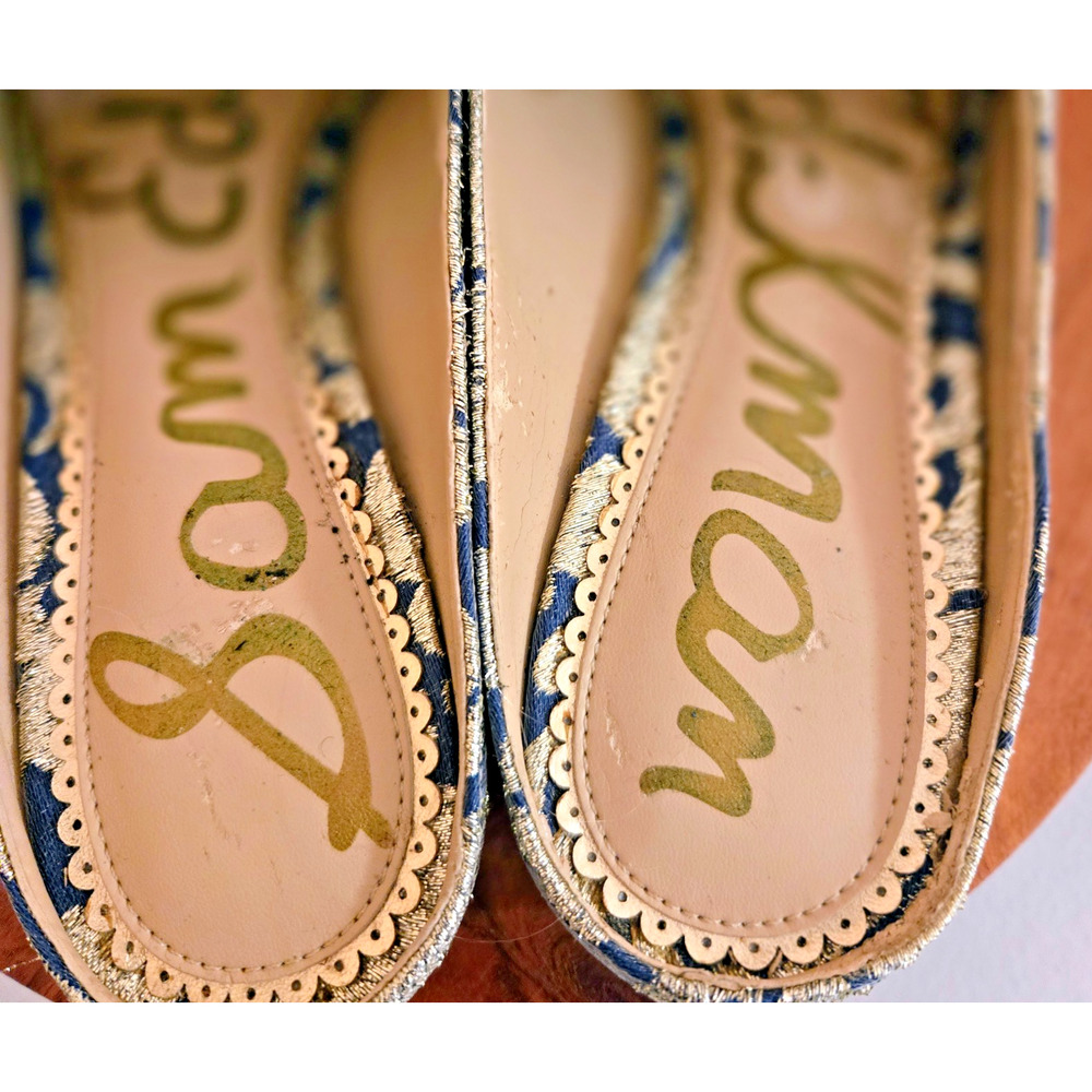 Sam Edelman gold and blue glitter slides shoes slip on 7.5 - Picture 7 of 9